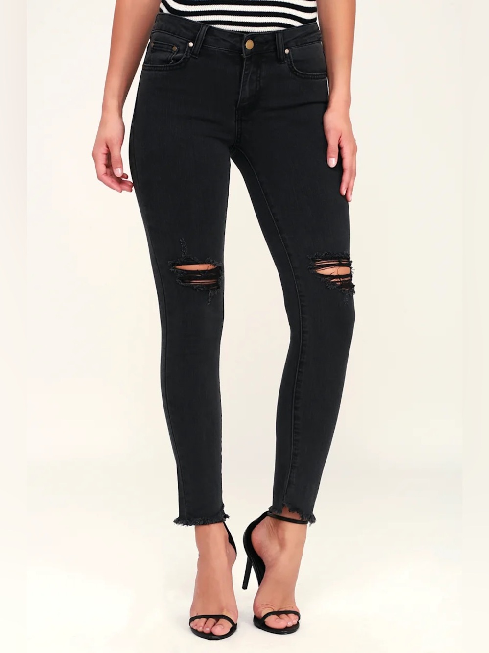 Kirkland Signature Black Distressed Skinny Jeans for Women